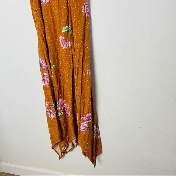 EUC Xhilaration Yellow Floral Asymmetrical Midi Dress Small - Picture 6 of 7